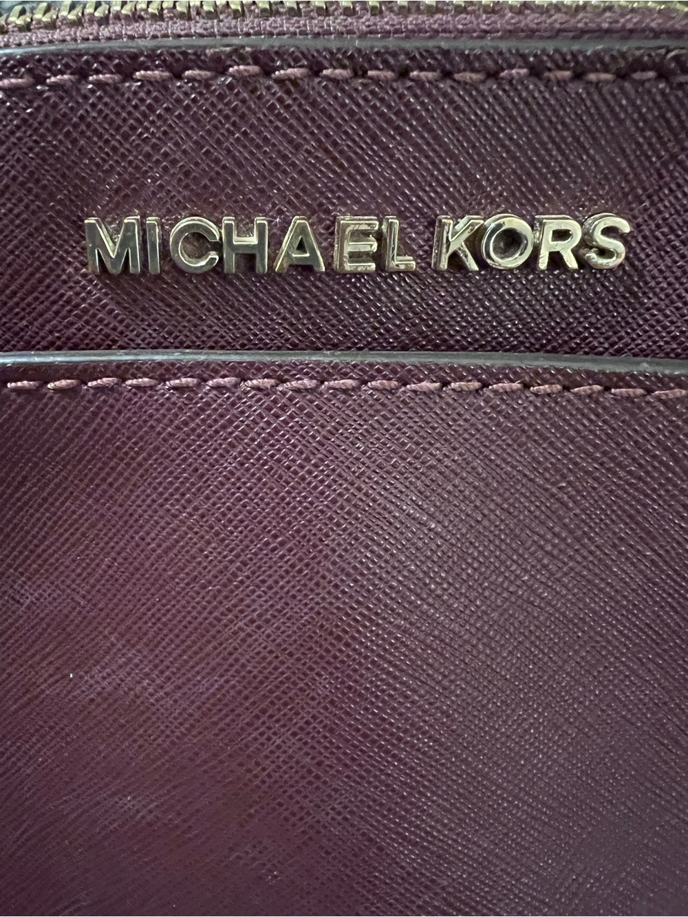 Michael Kors Jet Set Travel Saffiano Leather Dome Crossbody Burgundy - Picture 2 of 14